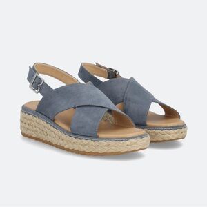 Dr. Scholl's Blue Suede Espadrille Wedge Sandals